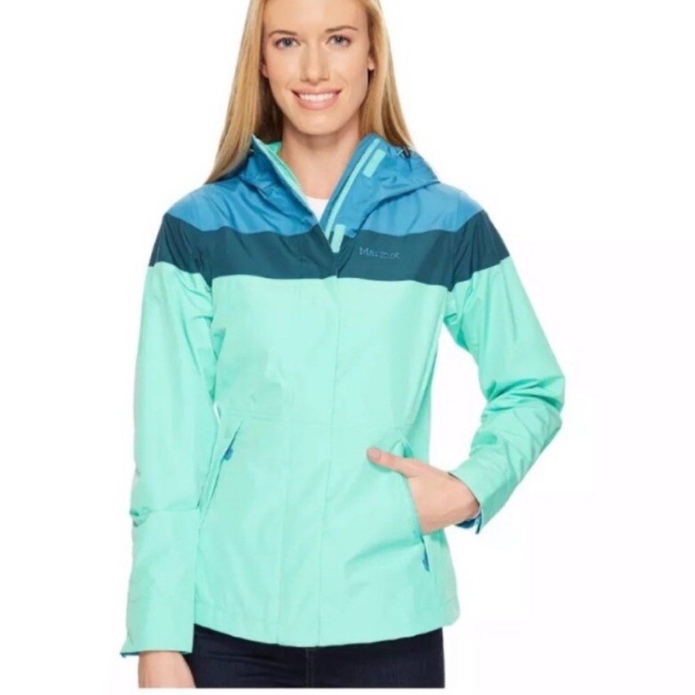 Marmot Roam Lightweight Waterproof Hooded Rain Jacket Size Small Blue